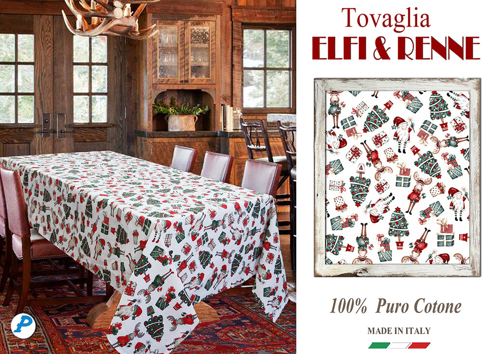 Tovaglia elfi e renne