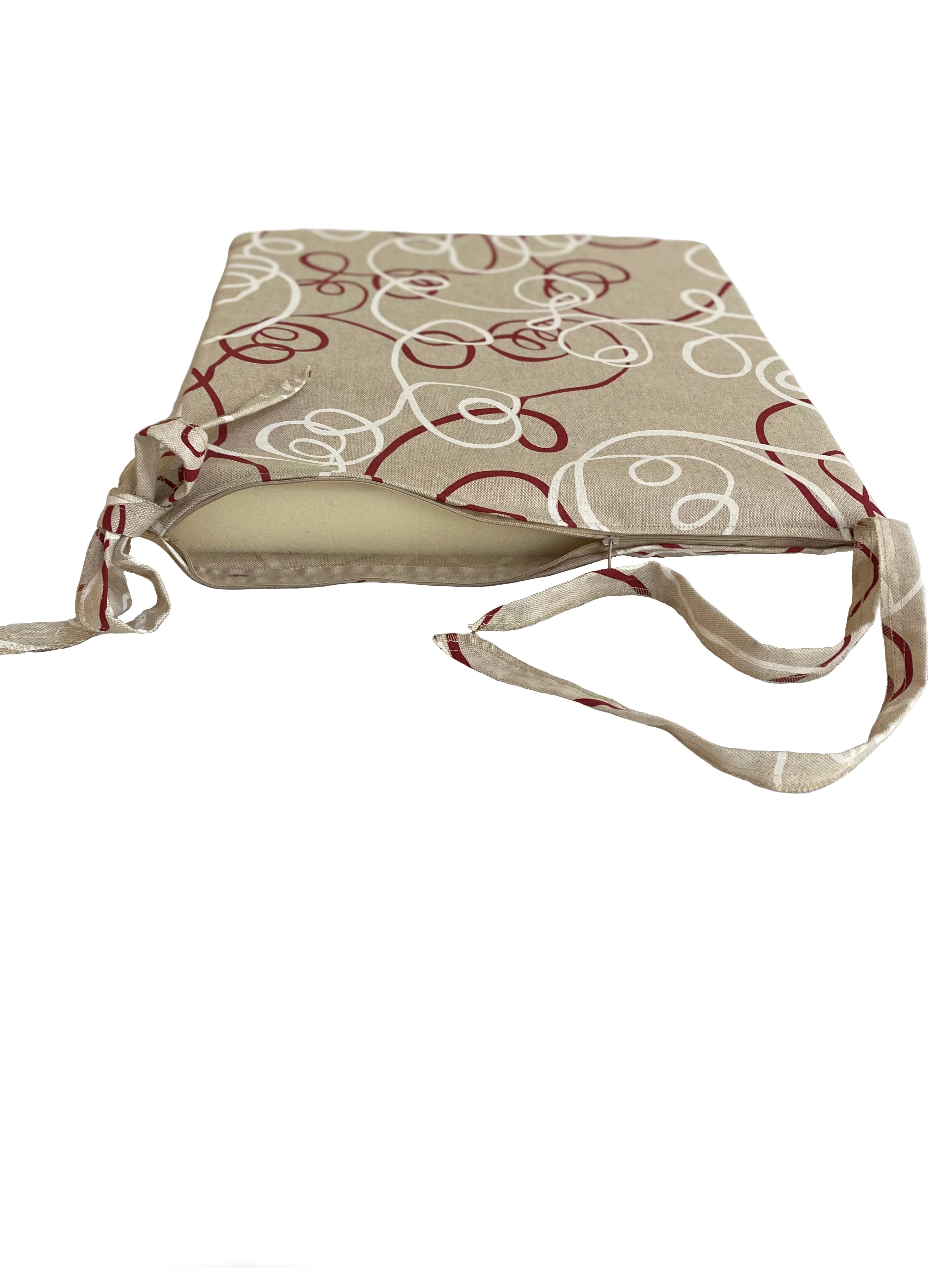 Cuscino Con Laccio Per Sedie - Tema Intrecciato Rosso