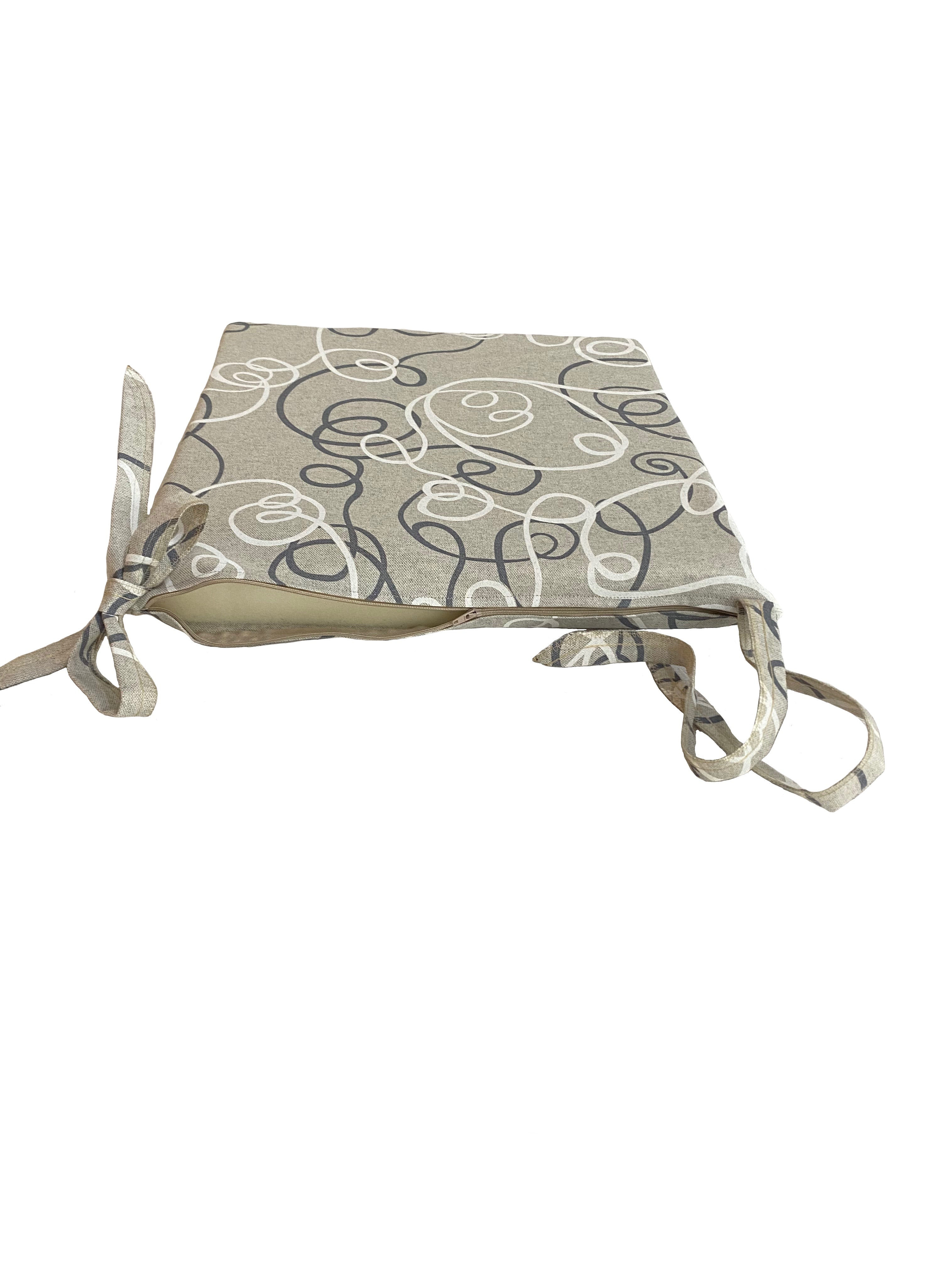 Cuscino Con Laccio Per Sedie - Tema Intrecciato Grigio