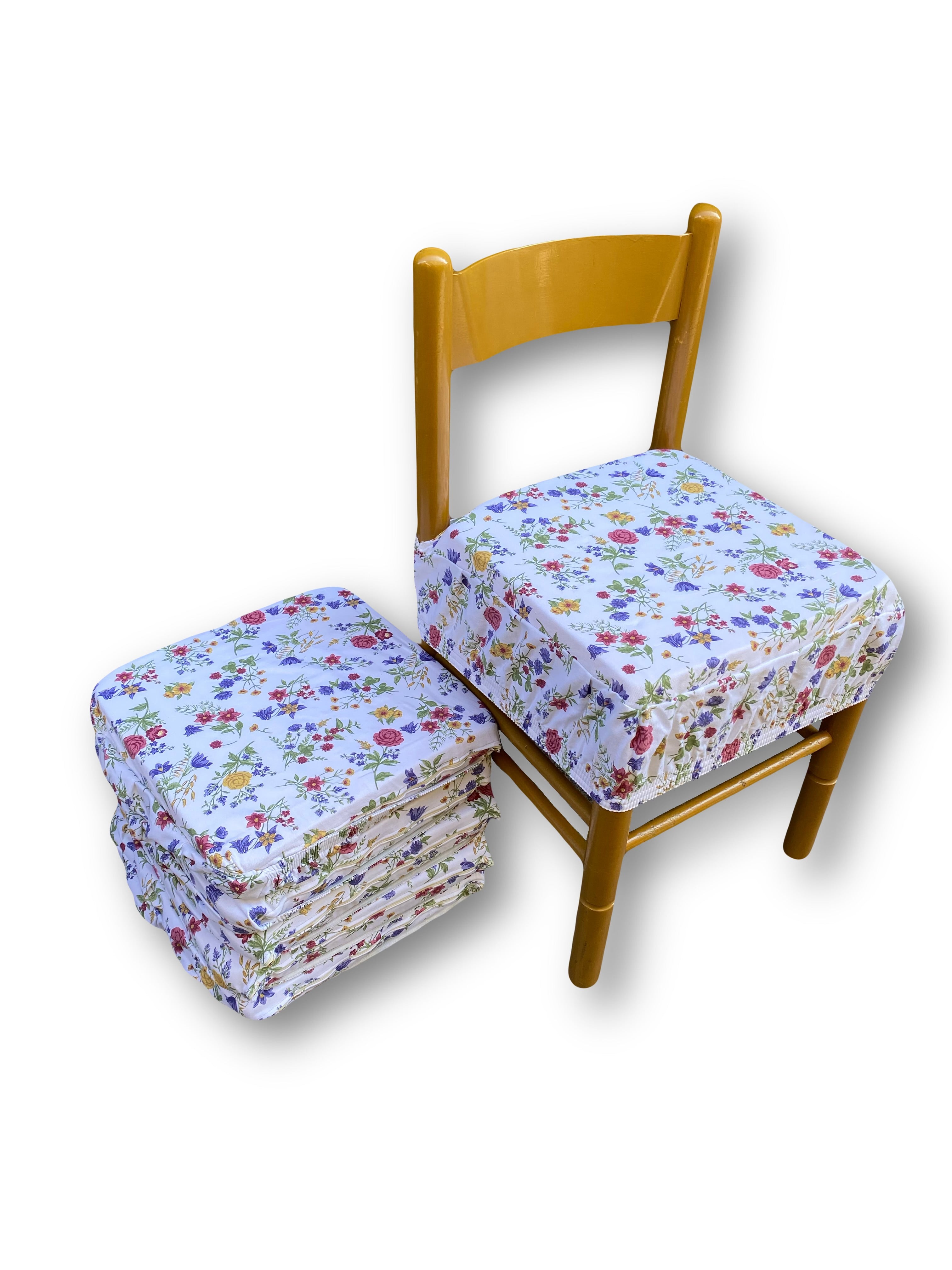 Cuscino Arricciato Per Sedie - Tema Floreale Bianco