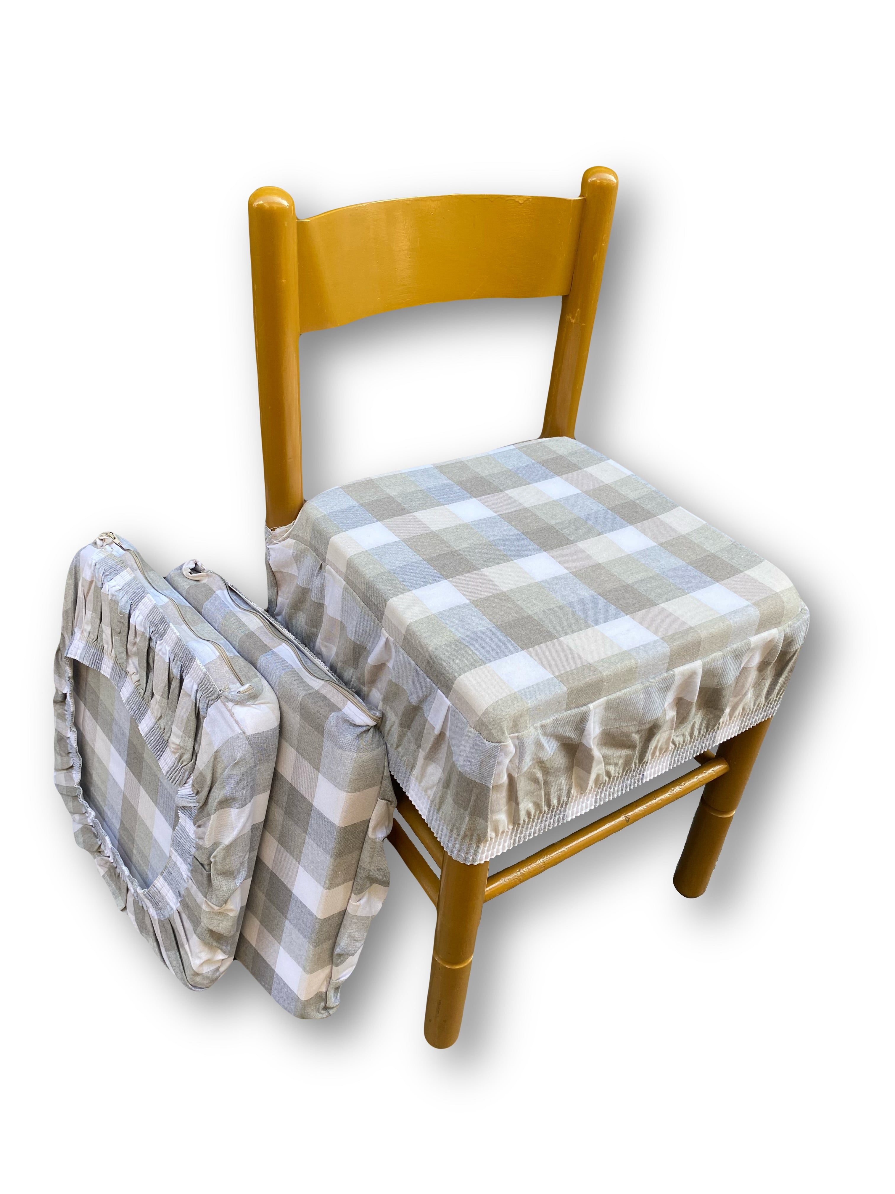 Cuscino Arricciato Per Sedie - Tema Scozzese Beige