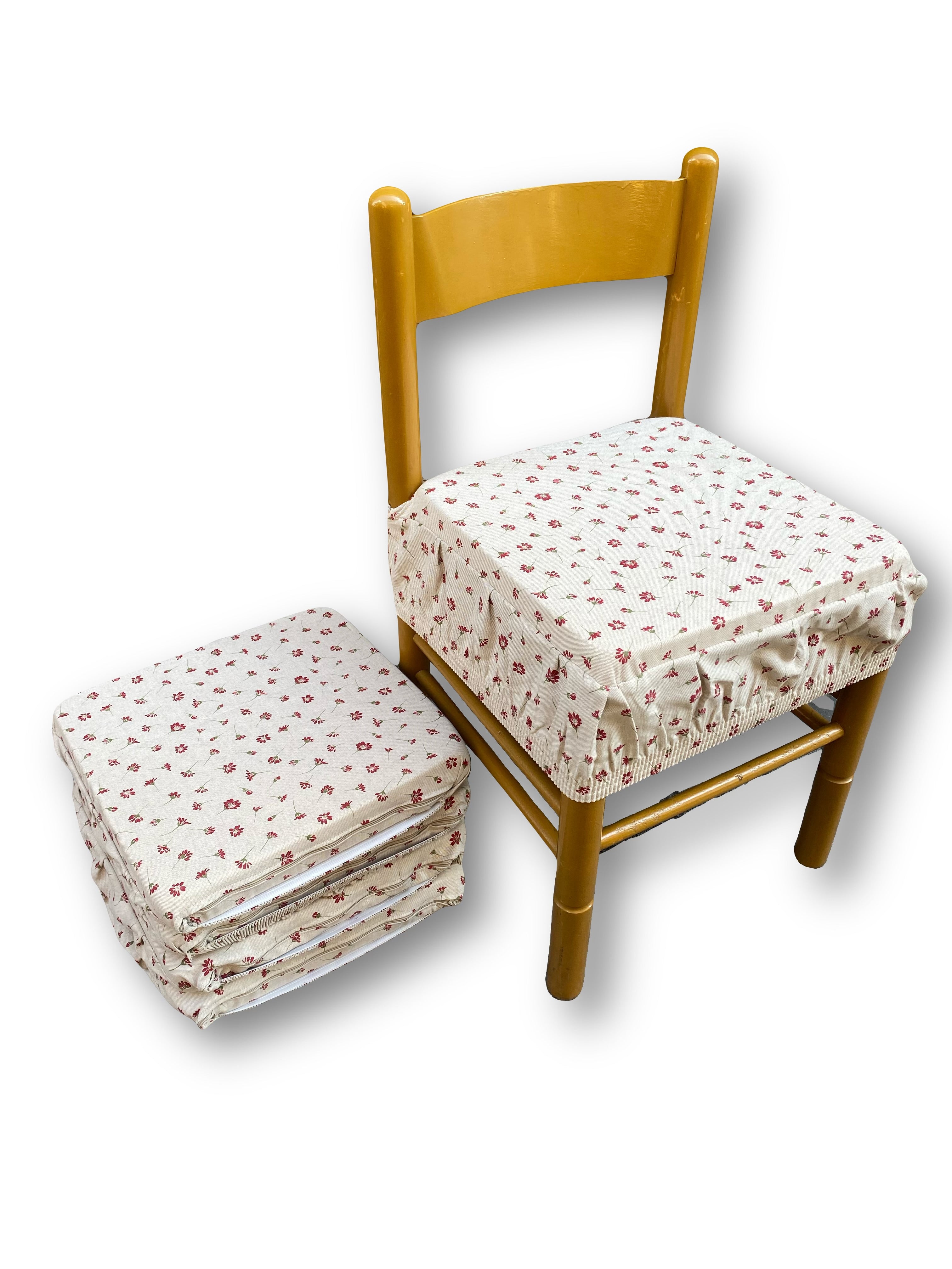 Cuscino Arricciato per Sedie - Tema Margherite Rosse