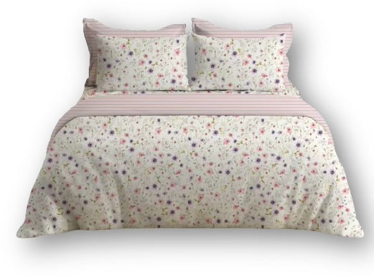 Copripiumino Matrimoniale in Percalle - Fantasia Fiori di Campo