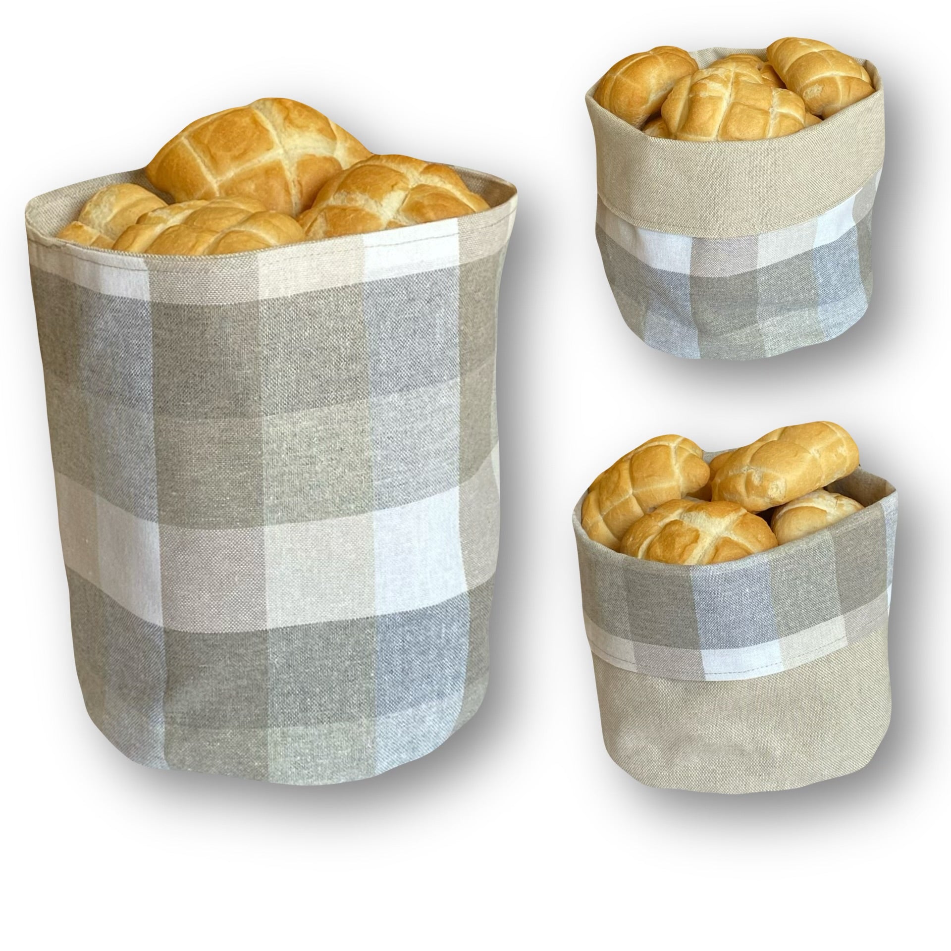 Portapane Reversibile - Fantasia Scacchi Beige